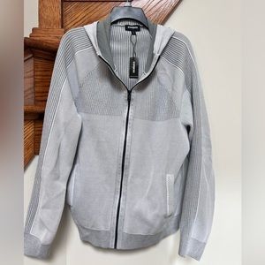 Men’s express hooded zip up sweater gray - size XL NTW